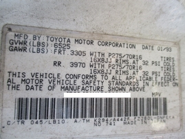 1993 TOYOTA LAND CRUISER WHITE 4.5L AT 4WD Z15052